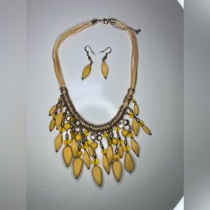 Yellow necklace and earring set